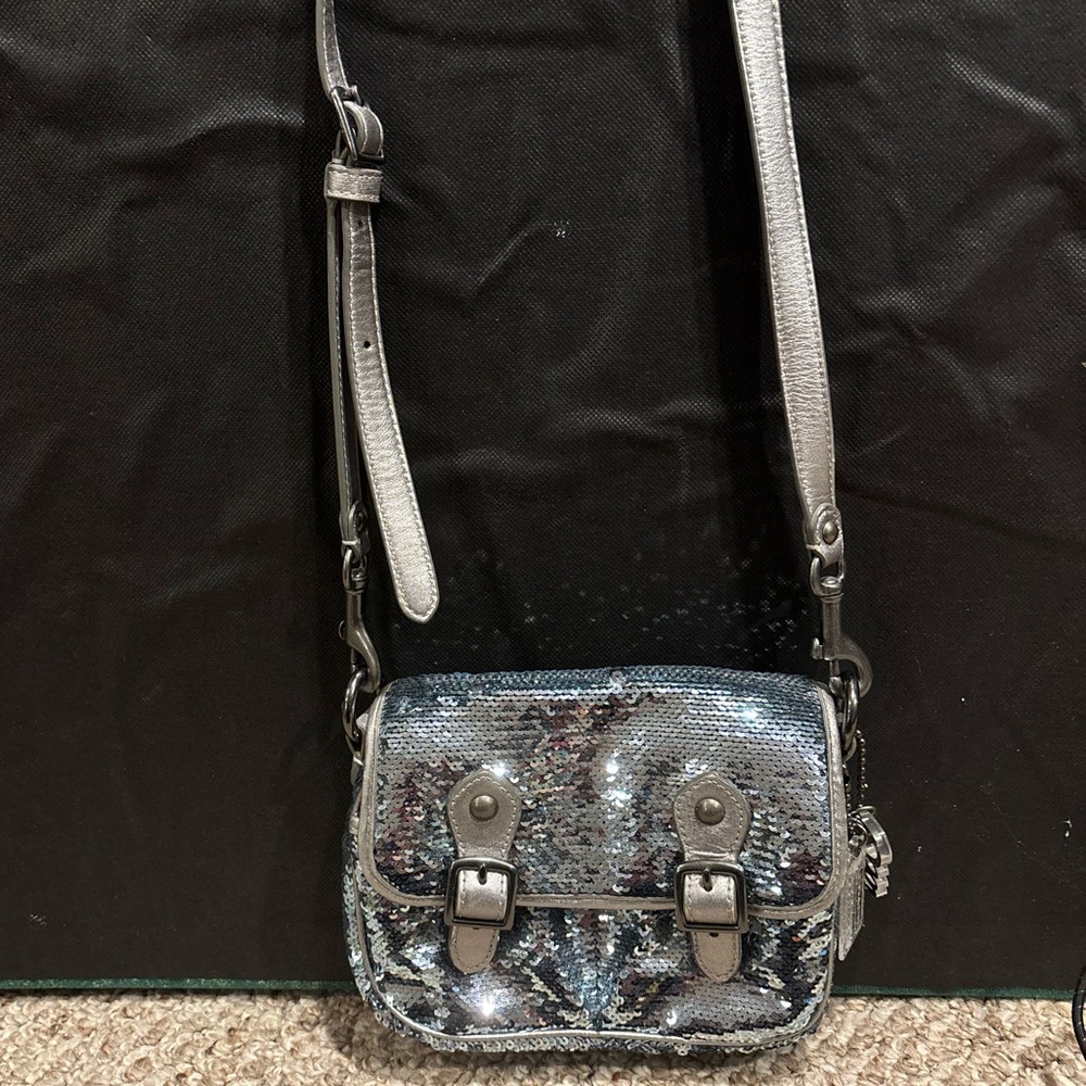 Coach Silver Sequin Crossbody Bag